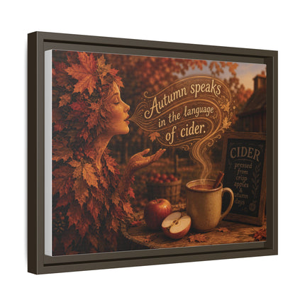 Framed Canvas Wall Art - “Autumn speaks in the language of cider.”
