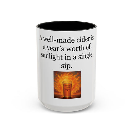 Cider Lover Accent Coffee Mug – "A well-made cider is a year’s worth of sunlight in a single sip" (11/15 oz)