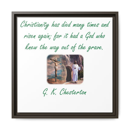 Framed Canvas Wall Art — G.K. Chesterton Easter Quote with Resurrection Image
