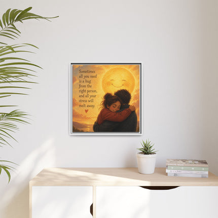 Sunshine Hug Framed Canvas — "Sometimes all you need is a hug" Wall Art