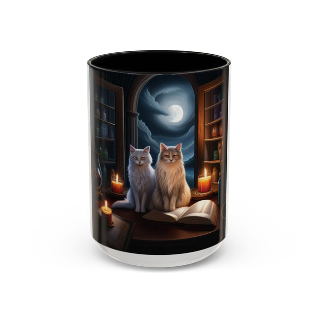 Magical Cats Accent Mug – 15oz – Cozy Gift for Cat & Book Lovers