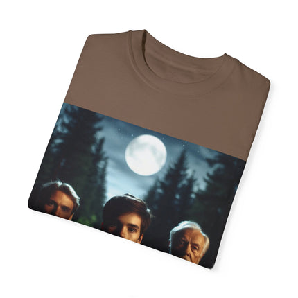 Retro Moonlit Night T-Shirt - Unisex Garment-Dyed Tee for Nature Lovers