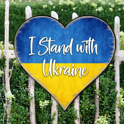 I Stand with Ukraine Heart Holiday Outdoor Decor Large Ornament by G. DeBrekht - International Decor - 8187121M-1