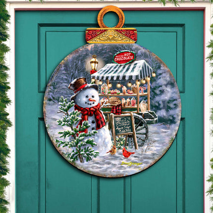 Hot Chocolate Stand - Frosty Fun Holiday Door Decor by D. Gelsinger - Christmas Santa Snowman Decor - 8611087H-DG-4