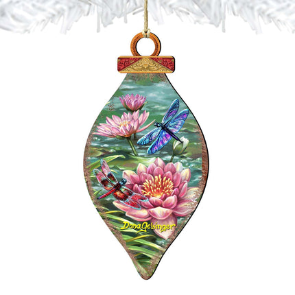 Dragonflies and Water Lilies Wooden Ornaments by Gelsinger - Wildlife Holiday Decor - 8041165-DG-4
