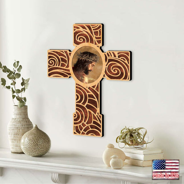 Jesus Modern Wooden Cross by D. Gelsinger - Inspirational Icon Decor - 88280-DG-0