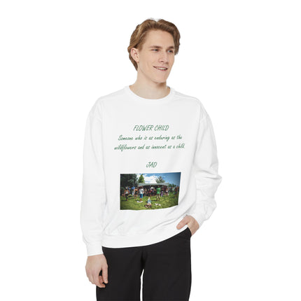 Flower Child Unisex Garment-Dyed Sweatshirt | Vintage Aesthetic | Perfect for Festivals & Everyday Wear