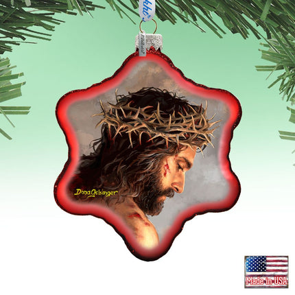 Father Forgive Them Snowflake Glass Ornament by D. Gelsinger - Christmas Santa Snowman Decor - 754-103-DG-1