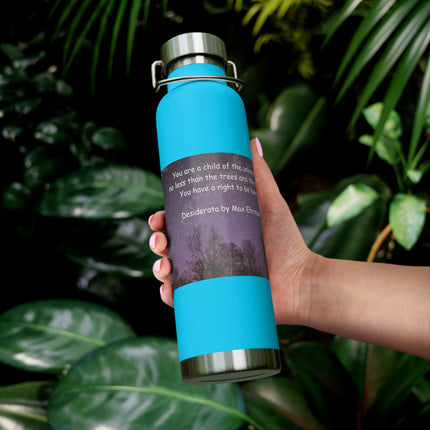 Inspirational Copper Insulated Water Bottle - 22oz with Motivational Quote