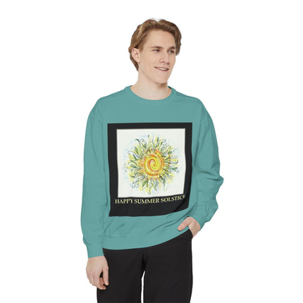 Happy Summer Solstice Unisex Sweatshirt - Cozy Garment-Dyed Apparel for Seasonal Celebrations