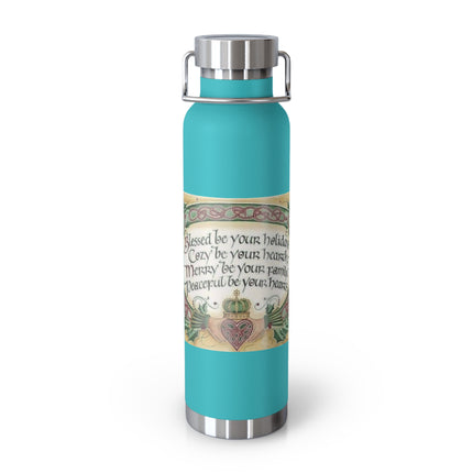 Inspirational Copper Insulated Water Bottle - 22oz with Blessing Design