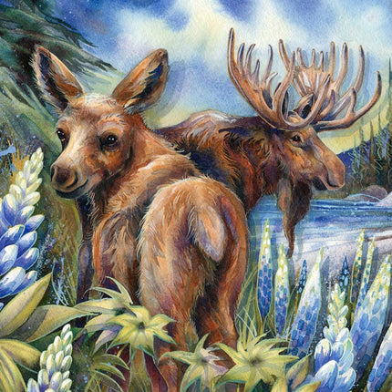 Easily AƒMoosed in Lupine Wooden Wall Art by J. Bergsma - Nature Wildlife Decor - 85922948B-JB-1