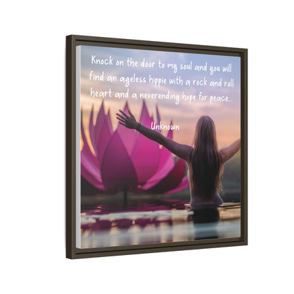 Framed Wall Art - 'Ageless Hippie' Inspirational Yoga Canvas