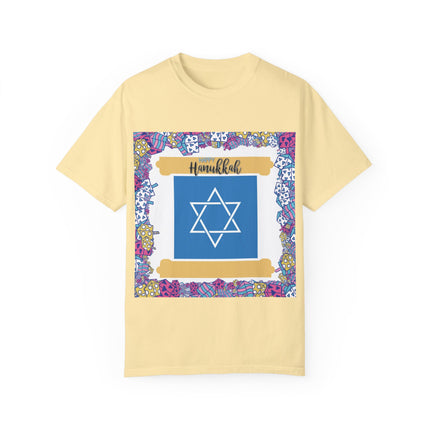 Happy Hanukkah Tee – Unisex Garment-Dyed Shirt for the Festival of Lights
