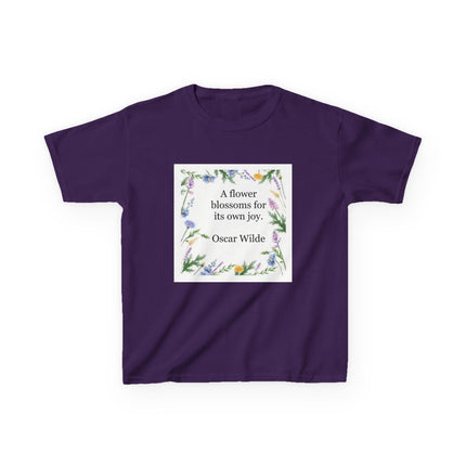 Kids T‑Shirt — "A flower blossoms for its own joy" Oscar Wilde Floral Quote