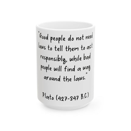 Plato Quote Mug – 15oz Ceramic Cup for Philosophical Reflection