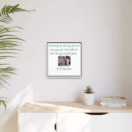 Framed Canvas Wall Art — G.K. Chesterton Easter Quote with Resurrection Image