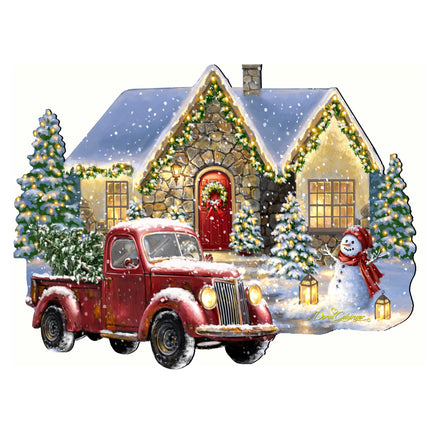 Christmas Light Lane with Truck Door Decor by D. Gelsinger - Christmas Santa Snowman Decor - 8461039H-1926-4