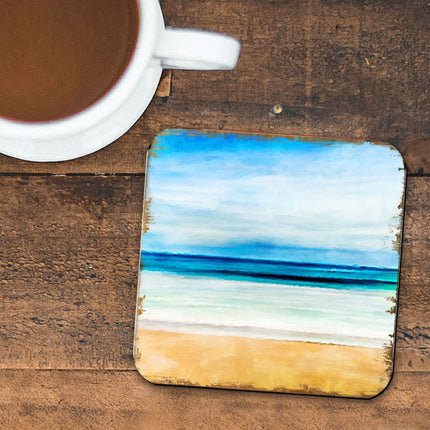 Beach Coastal Wooden Cork Coasters Gift Set of 4 by Nature Wonders - Coastal Sea-Life Decor - 95226C-S4-3