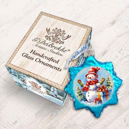 Snowman Gift Mercury Glass Ornaments by G. Debrekht - Christmas Santa Snowman Decor - 776021-3