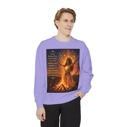 Bonfire Witch Sweatshirt — "As the Beltane fire burns bright" Pagan Festival Crewneck