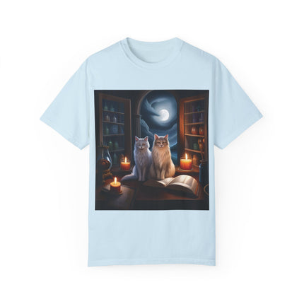 Magical Cats T-Shirt – Cozy Night Reading – Unisex Garment-Dyed