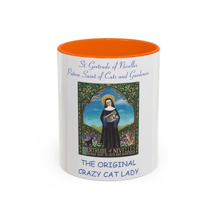 Cat Lover’s Accent Mug – Saint Gertrude of Nivelles, 11oz