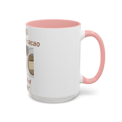 Cacao Accent Mug – “Food of the Gods”, 15oz Ceramic