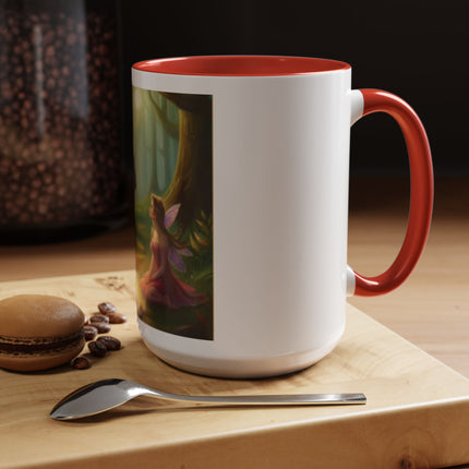 Fairy and Black Cat Forest Coffee Mug – Fantasy Woodland Tea Cup