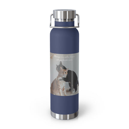 22oz Copper Vacuum Bottle — “An Endless Sleepover with Your Favorite Weirdo” Cat Hug Design