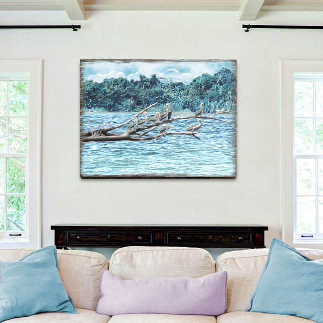 Island Paradise Seabirds Wooden Coastal Wall Art by Nature Wonders - Coastal Sea-Life Decor - 95252-7B-0