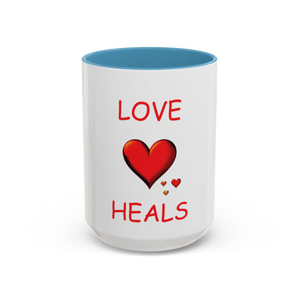 Love Heals Accent Coffee Mug — 11/15oz Heart Healing Gift