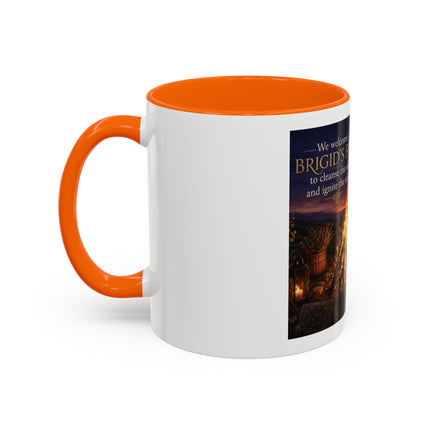 Brigid’s Fire Accent Coffee Mug — Pagan Imbolc Celebration Tea Cup (11/15oz)