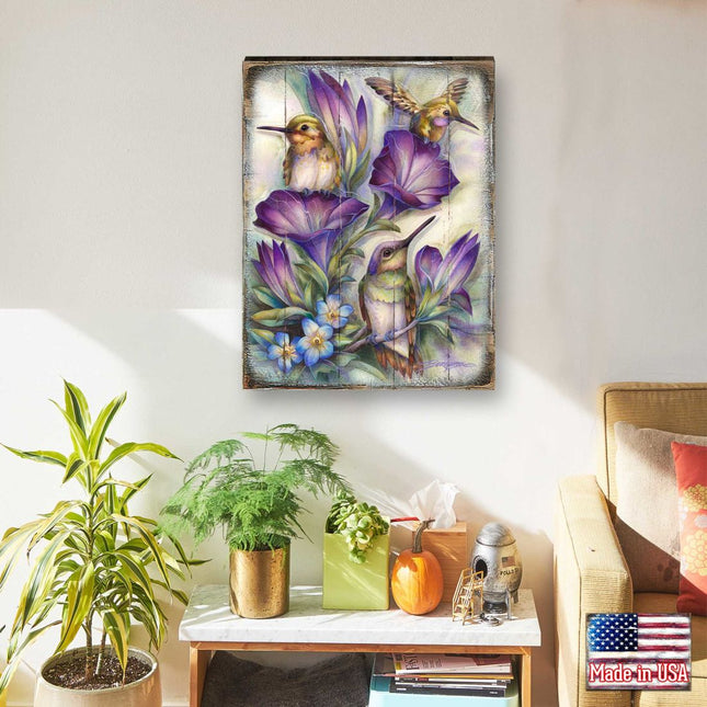 Everlasting Friendship Hummingbirds Wooden Wall Art by J. Bergsma - Nature Wildlife Decor  - 8592936BP-JB-0