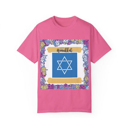 Happy Hanukkah Tee – Unisex Garment-Dyed Shirt for the Festival of Lights