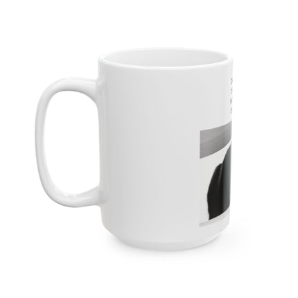 Ceramic Mug — "In the Here In the Now No Worries Only Meow" Black Cat Coffee Cup