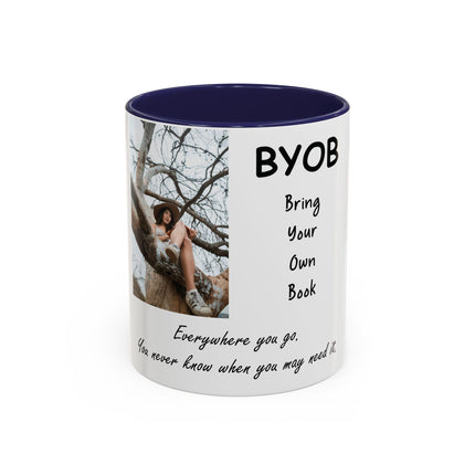 BYOB Accent Mug – “Bring Your Own Book” – 11oz Ceramic for Book Lovers