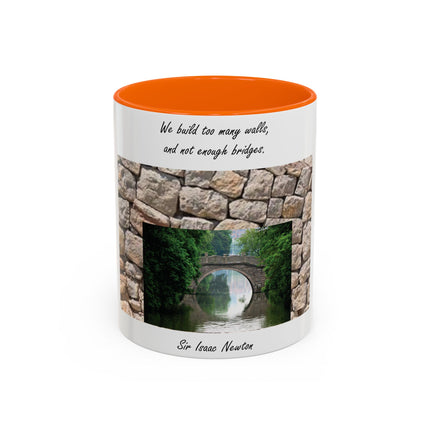 Newton Quote Accent Mug – 11oz Ceramic Cup with Bridge Message