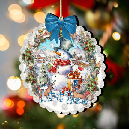 Let it Snow Wooden Ornaments by G. Debrekht Christmas Santa Snowman Decor - 933122-1