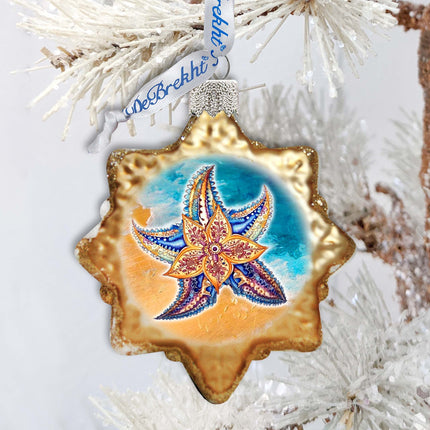 Coastal Christmas Ornaments - Mosaic Starfish Keepsake Glass Ornaments by G. Debrekht - Christmas Decor - 777410-1