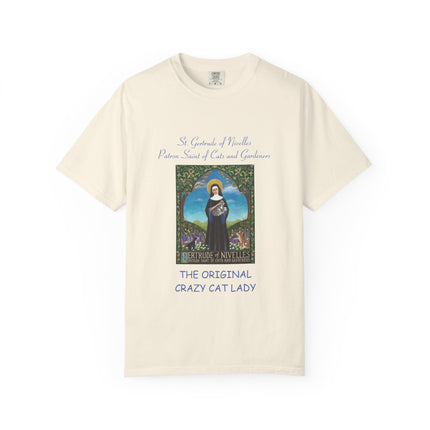 Unisex Crazy Cat Lady T-Shirt - Saint Gertrude of Nivelles Design