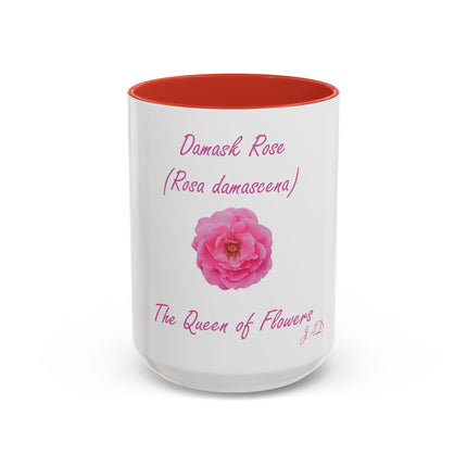 Damask Rose Coffee Mug — "The Queen of Flowers" Botanical Tea Cup
