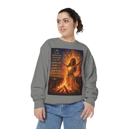 Bonfire Witch Sweatshirt — "As the Beltane fire burns bright" Pagan Festival Crewneck