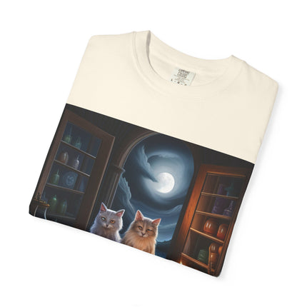 Magical Cats Unisex T-Shirt - Cozy Night Reading Design