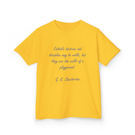 Kids Faith Tee – “Walls of a Playground” – Heavy Cotton Quote Shirt