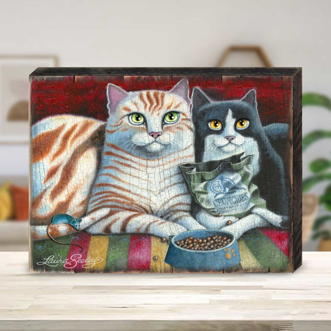 Kitty Cats Treat Wooden Wall Art by Laura Seeley - Pets Dog and Cats Decor - 8512113B-0