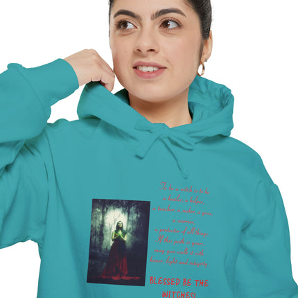 Witch Healer Hoodie — "Blessed Be the Witches" Meditative Witch Prayer Design