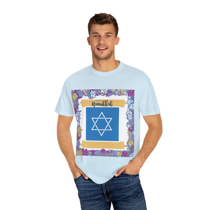 Happy Hanukkah Tee – Unisex Garment-Dyed Shirt for the Festival of Lights