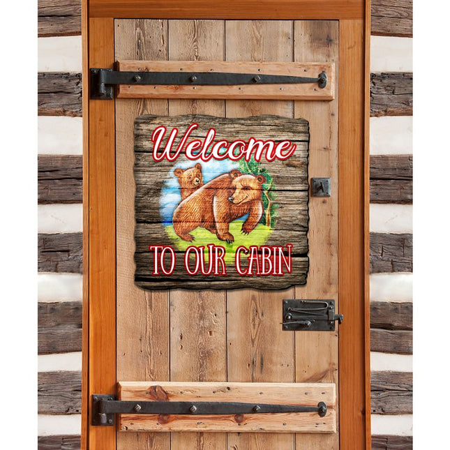 Welcome Cabin Bears Wall Door Hanger by G. DeBrekht - Wildlife Holiday Decor - 8114080H-0