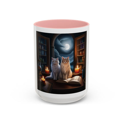 Moonlit Witch Cats Coffee Mug — Gothic Cat Magic Tea Cup (11/15oz)